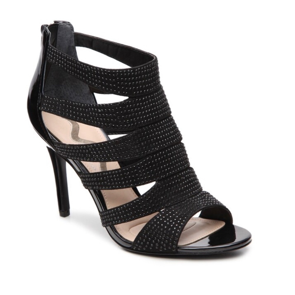 Nina Black Strappy High Heel Sandal, Size 8.5